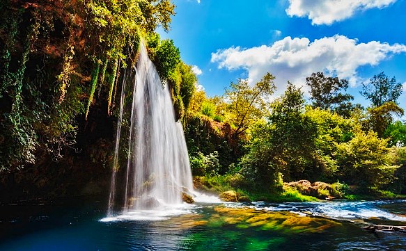 Düden Waterfall Colorful Nightlife